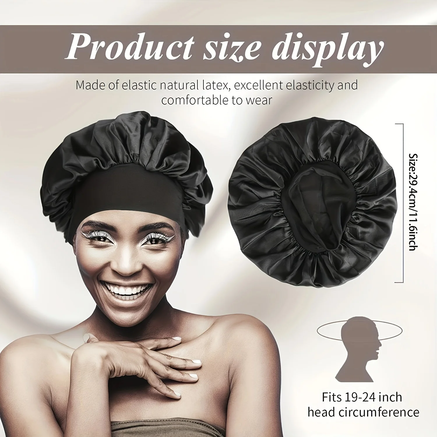 4 pcs Satin Hair Bonnet with Wide Elastic Band - Perfect for Sleeping, Showering, and Curly/Natural Hair Care