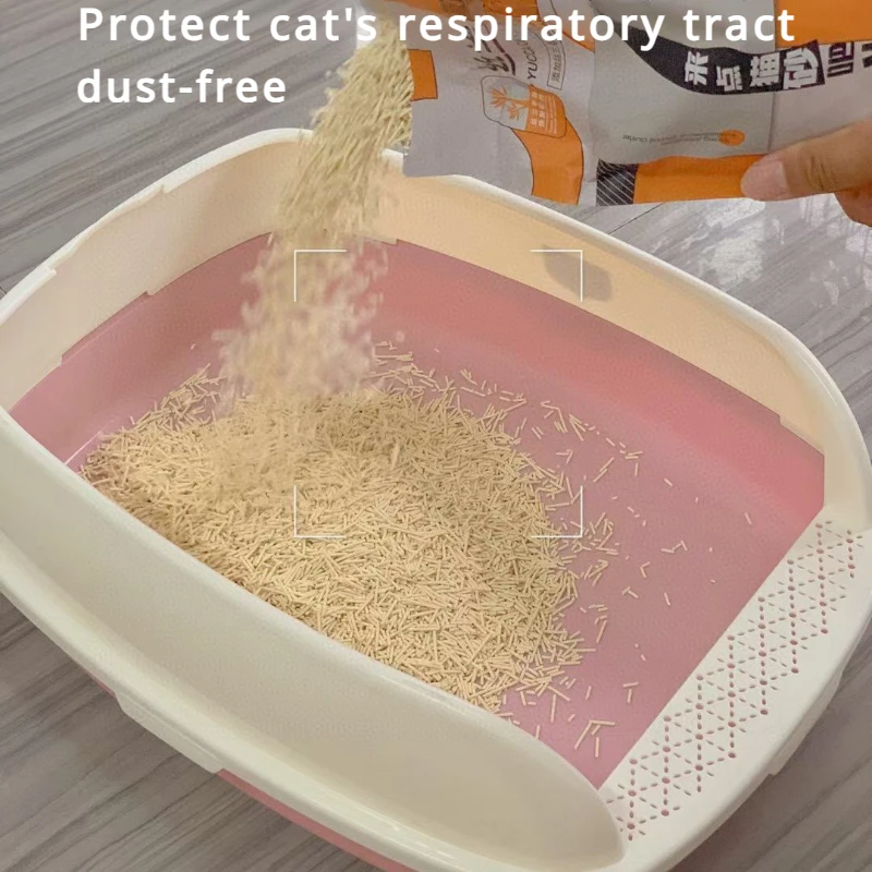 

Cat Litter Box Open Semi-enclosed Plastic Anti-Splash Cats Toilet Two-Color Pet Sandbox Kitten Tray Bedpan Cleaning Pet Supplies