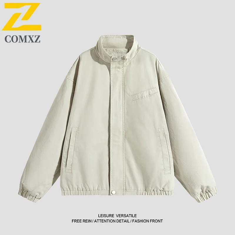 

COMXZ Men Riding Jacket High End Stand Collar Outdoor Lightweight Motorcycle Jacket Daily Fashion Comfort Durable Autumn Coats