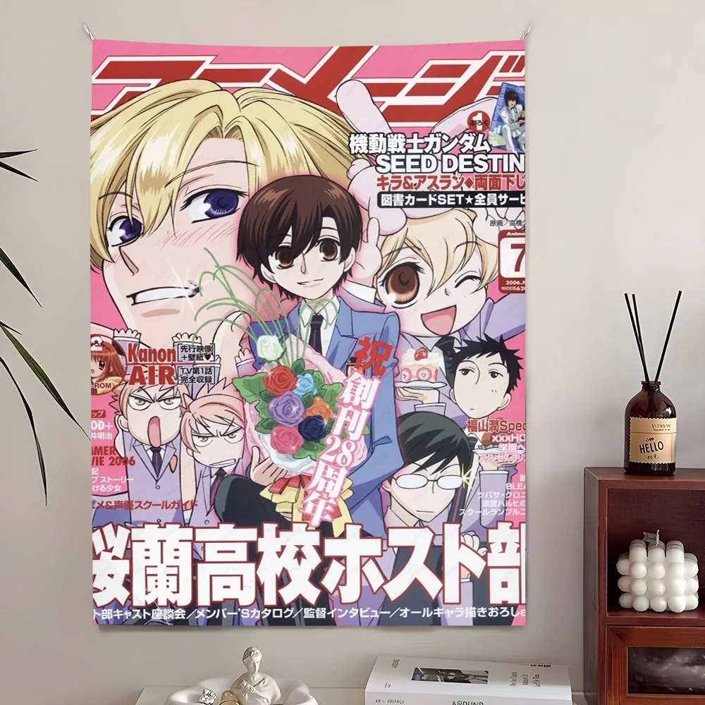 O-Ouran High School Host Club Anime-Wandteppich, vertikaler Wandteppich, coole Dinge für Zimmer, Wandkunst, Raumdekoration, Zubehör