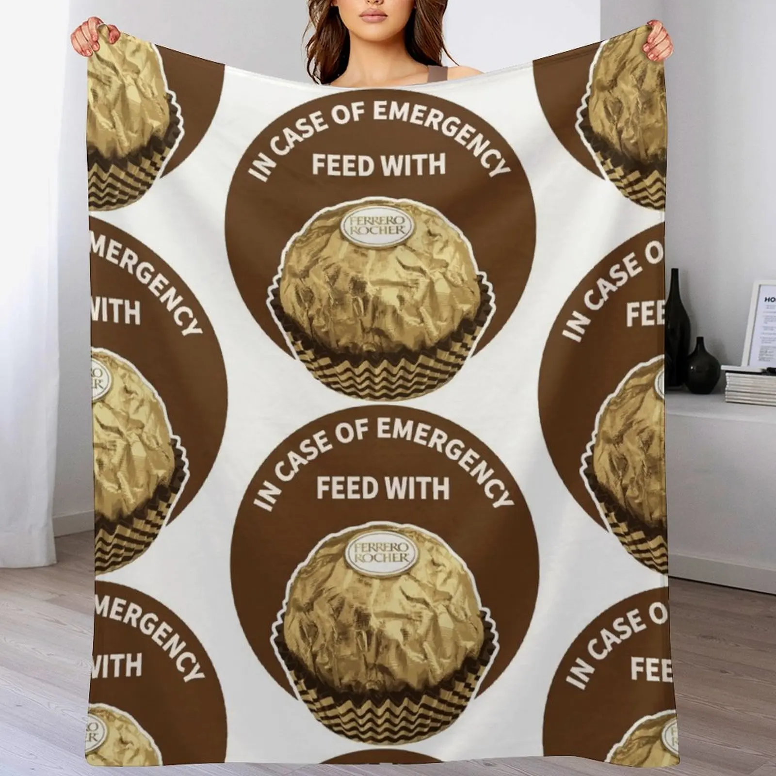 In Case Of Emergency Feed With Ferrero Rocher Throw Blanket Extra Large Throw decorative Blankets