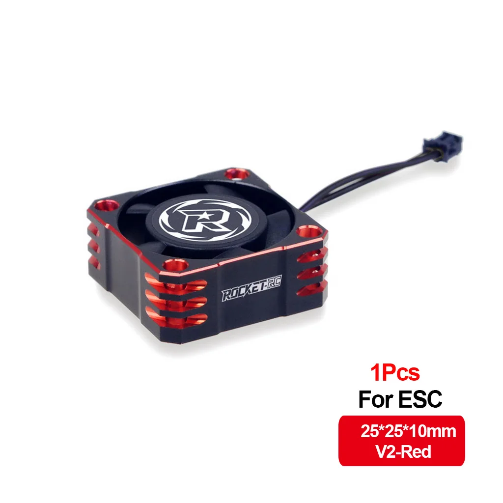 Rocket-RC 25mm 30mm 35mm 40mm 50mm Metalen Koelventilator Voor 1/10 1/8 1/7 1/5 RC Auto ESC Motor Koellichaam-V1 V2 Versie Rood & Zwart