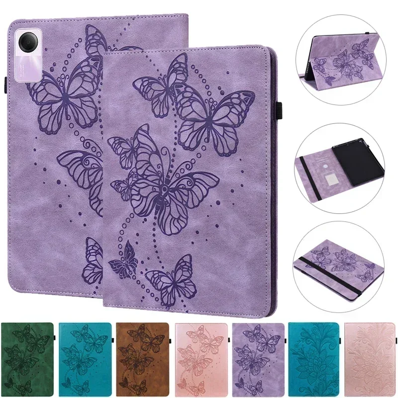 Funda para Xiaomi Redmi Pad SE, carcasa trasera de TPU suave con relieve de mariposa y flores para niños, 11 pulgadas, 2023