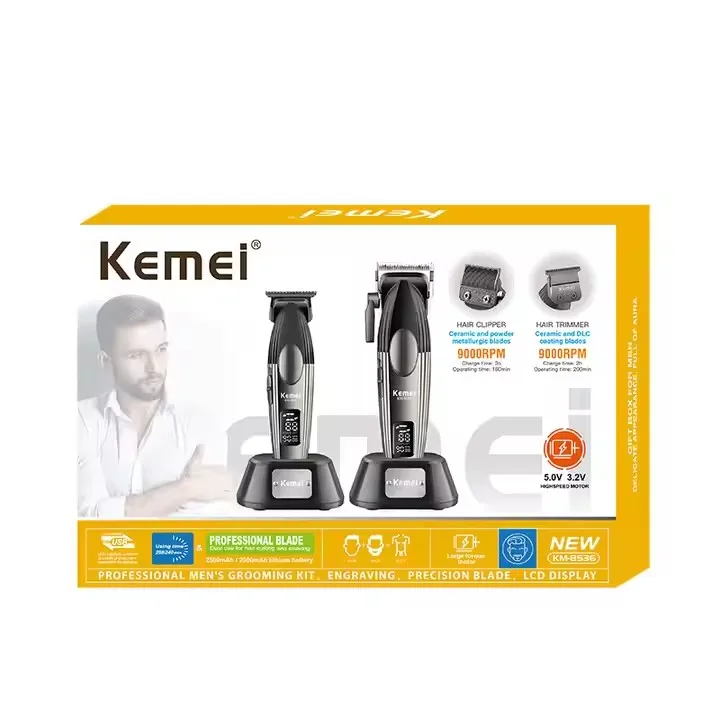 KM-8536 Hair Clippers Set Professional Hair Trimmer With Comb Cordless Cut Haircut Grooming Kit Barber Use Hair Cutter