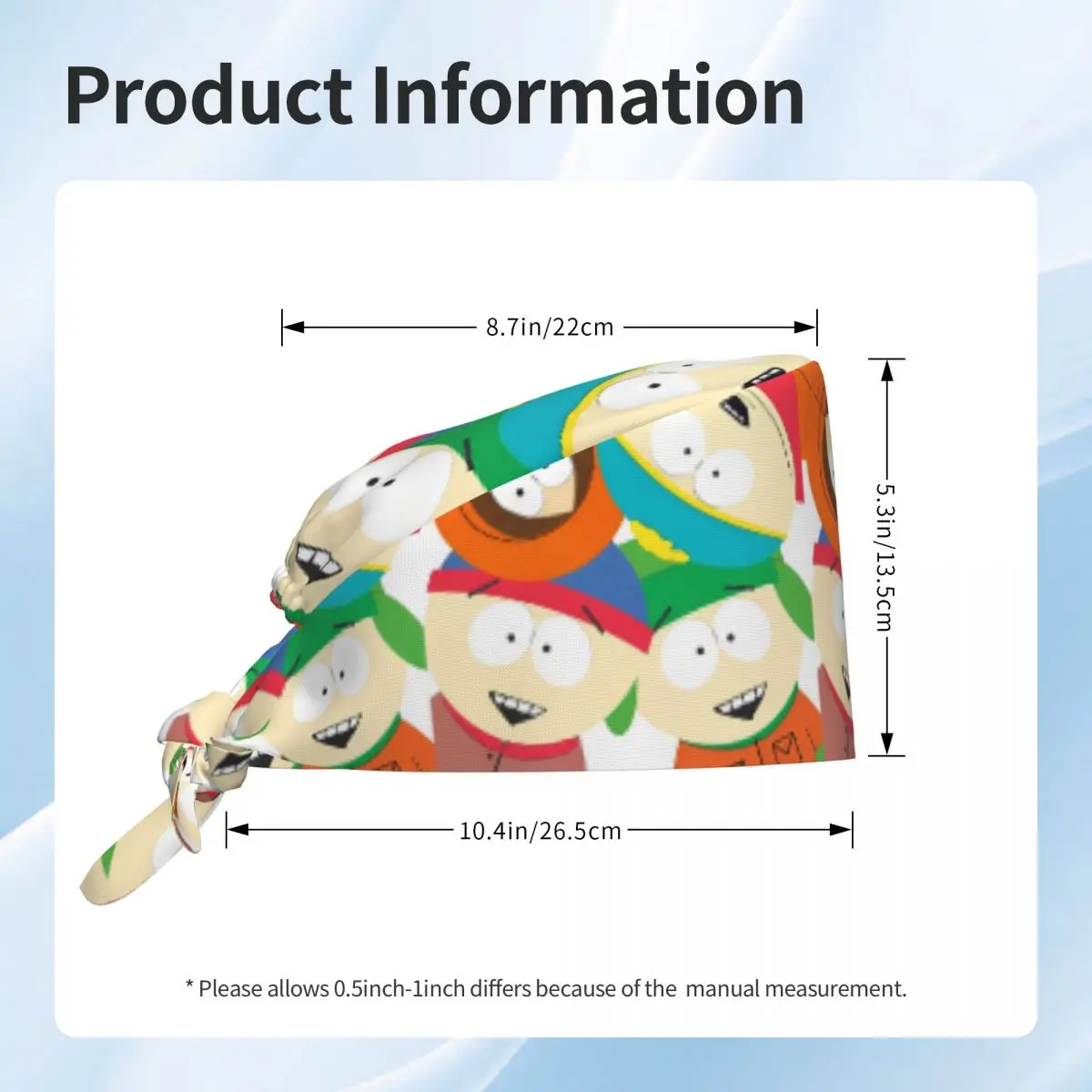 Chapeau de travail unisexe SouthParks Nurse Hats meme Y2K mignon pour femmes, bonnet de travail doux et confortable pour cheveux longs, chapeau médical