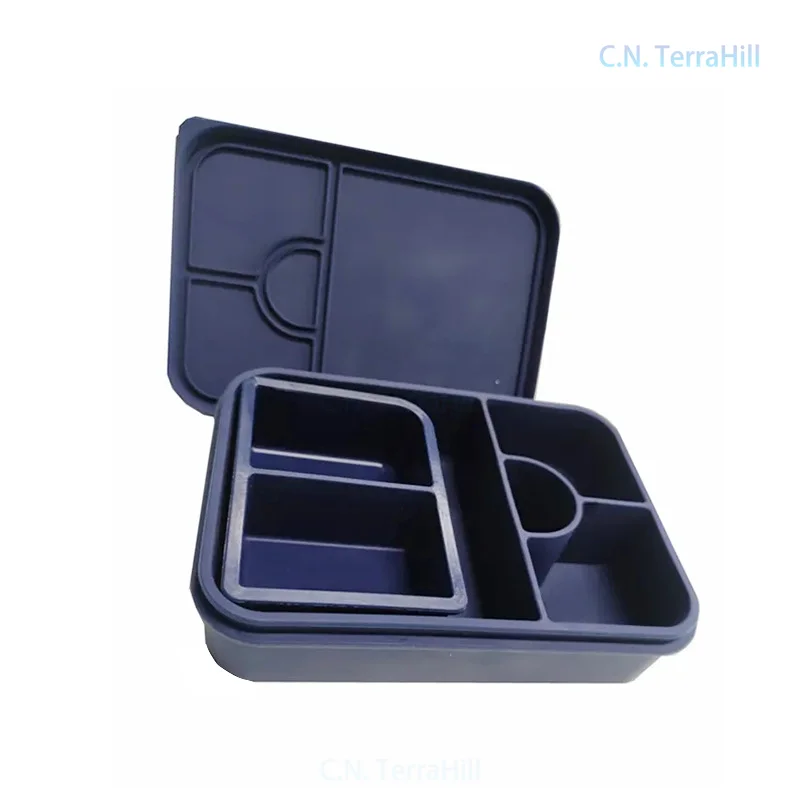 Food Grade Silicone Lunch Box Microwave Safe Compartmentalized Sealed Container for Meal Prep Office Travel Large Size