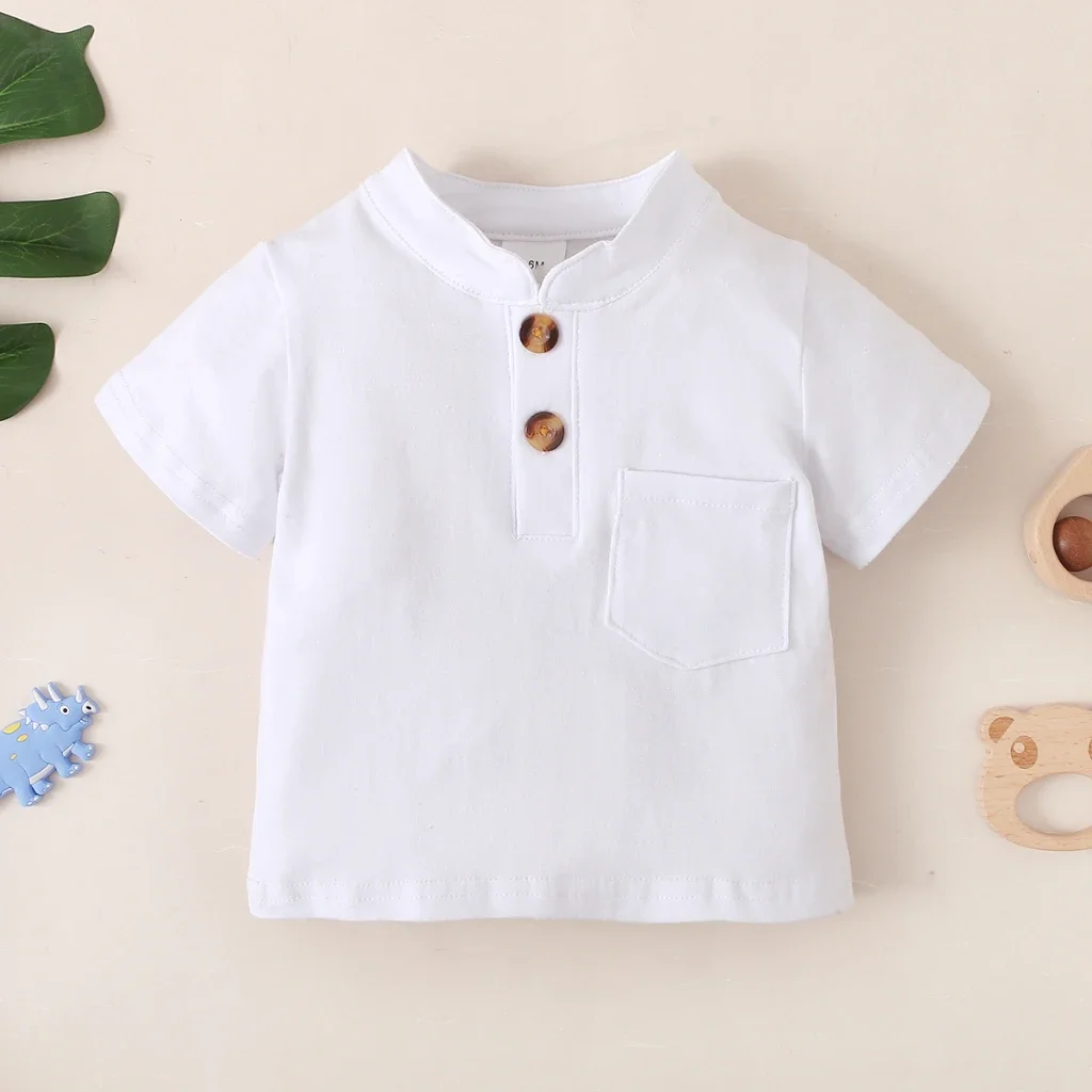 2PCS Summer Infant Baby Boy Clothes Set White Short Sleeves T-shirt+Shorts Fashiona Daily Clothing for Toddler Boy 0-2 Years