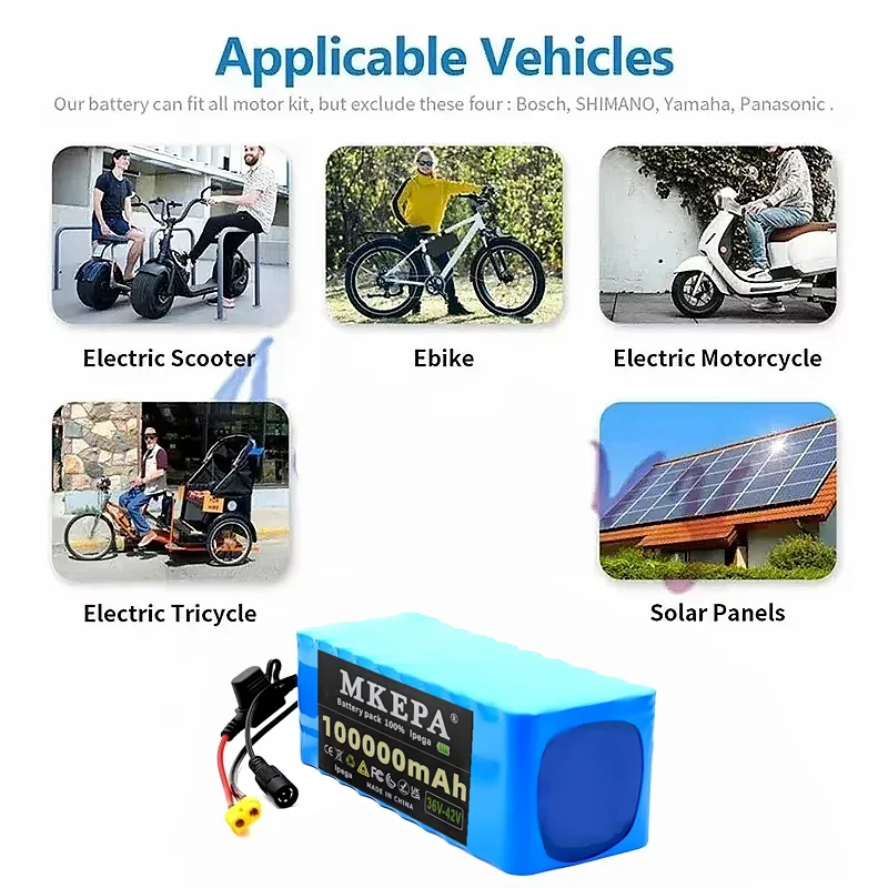 10S4P 36V 100000mAh Electric Scooter Lithium Battery 18650 battery pack 36V 100Ah Electric Scooter Electric Scooter Battery 42v