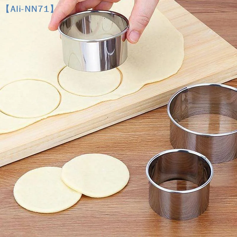 3Pcs Stainless Steel Round Biscuit Mold Dumpling Skin Cutter DIY Pastry Cake Baking Tool Kitchen Gadget For Sweet Treats【NN71】