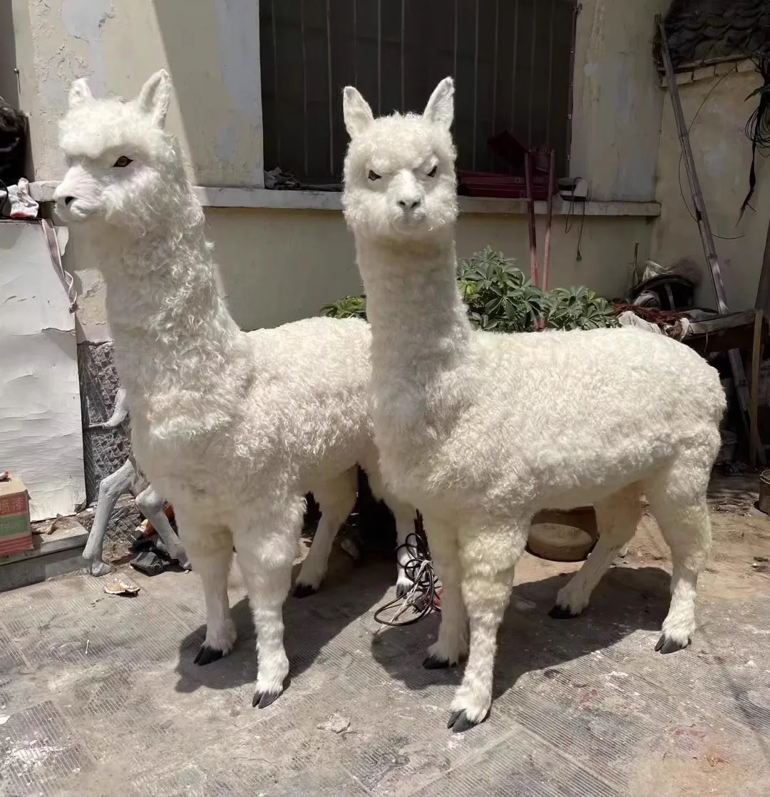 Simulation Animal Alpaca Model Scenic Area Fur Animal Sheep Ornaments Courtyard Shopping Mall Alpaca Toy Decoration