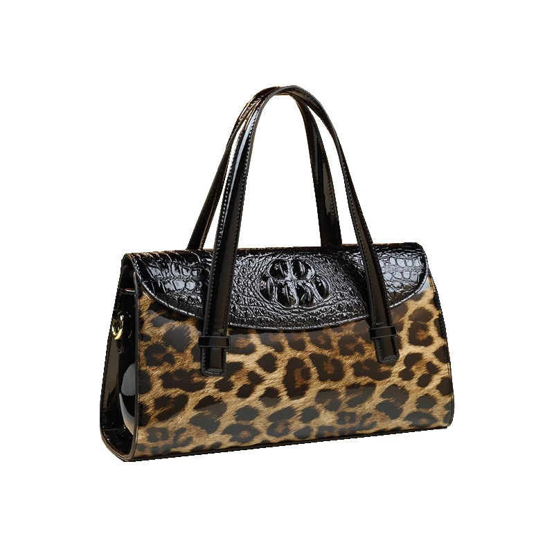 2023 New Genuine Leather Women\'s Handbags Lady Shoulder Messenger Bag Leopard Luxury Fashion Top Handle Portable Boston Bags