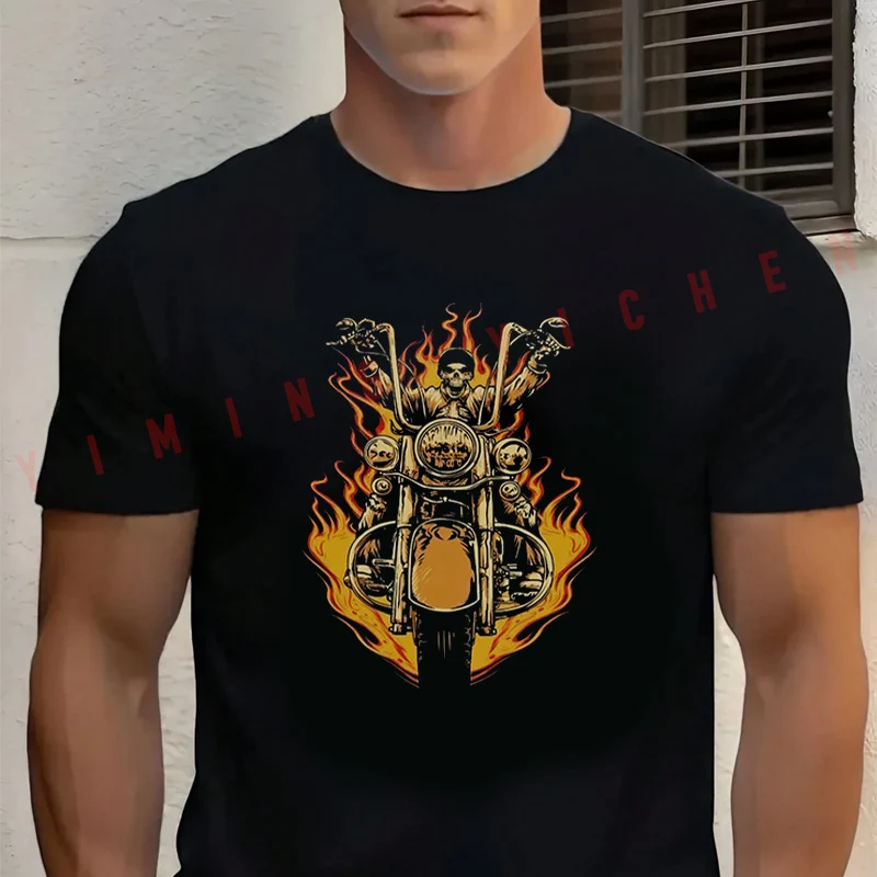 

Men T-Shirt Latest Products Skeleton Motorcycle Rider Tshirt Moto Cotton O-neck Short Sleeve Fashion Hip Hop Streetwear Tee