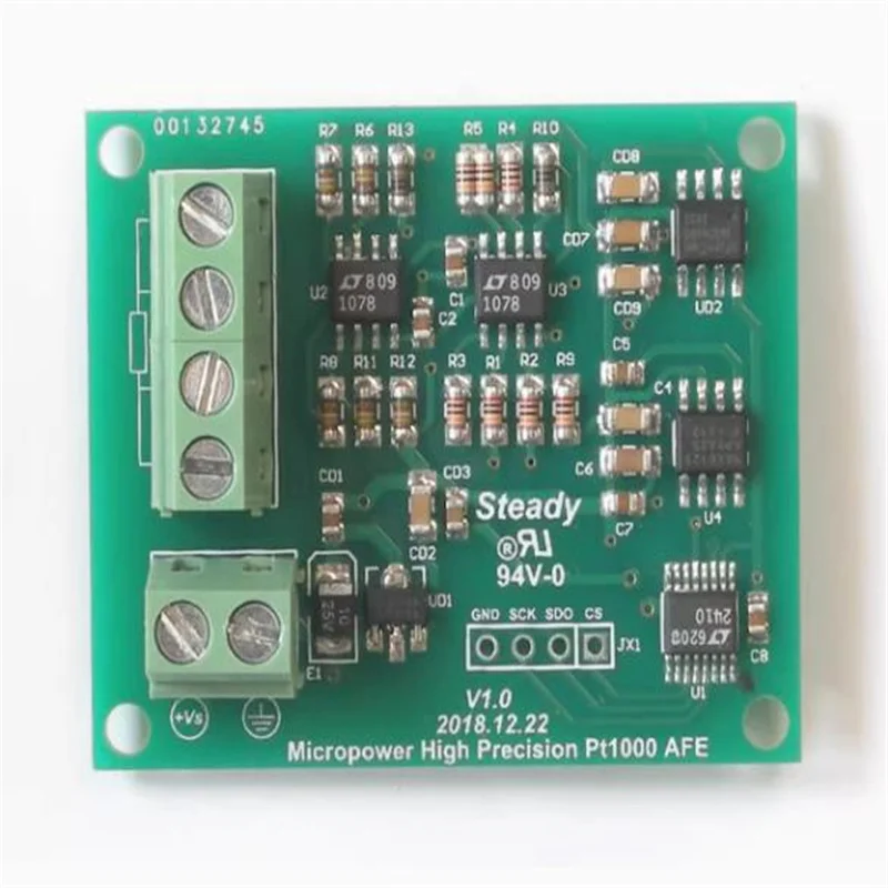 Pt1000 four wire micro power high-precision (0.01 ℃) measurement scheme circuit board