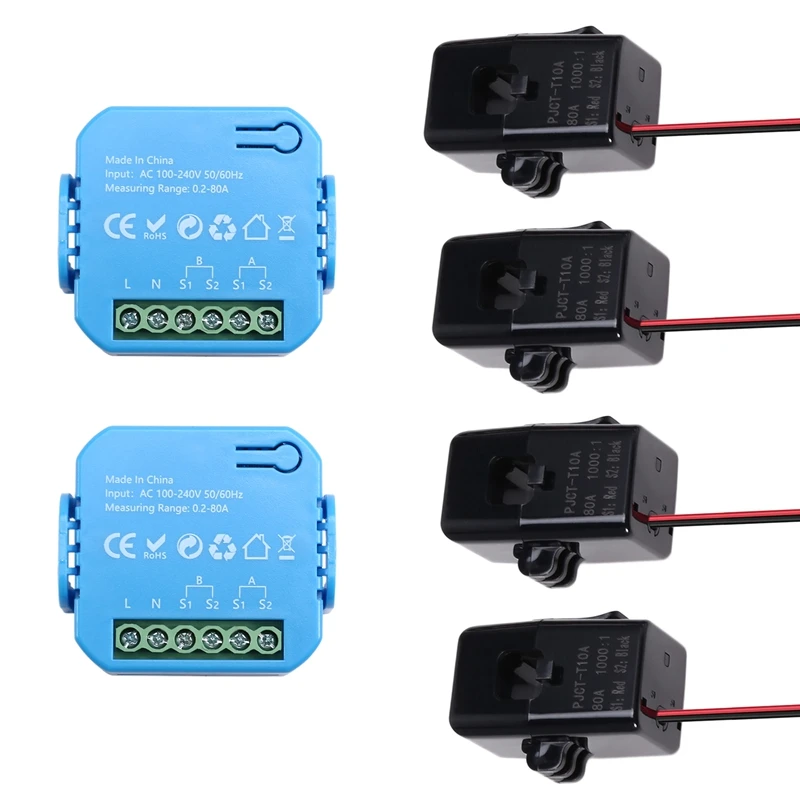 Medidor de energía inteligente Tuya, consumo de producción de energía, Monitor de potencia bidireccional, compatible con Control por aplicación, 2 uds.