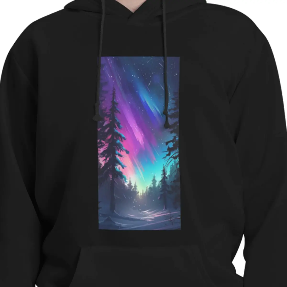Aurora Forest Starry Night Scene Hoodies Men's Women Casual Pullover Sweatshirt Hip Hop Long Sleeve Hooded Autumn Winter