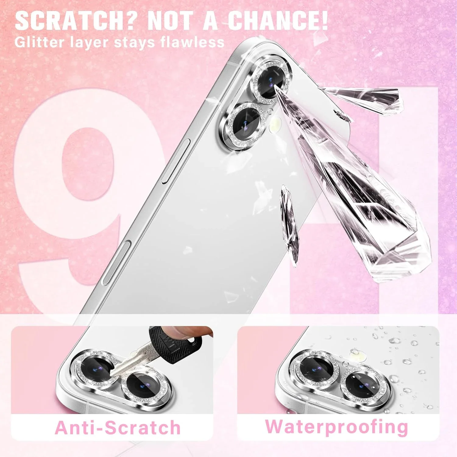 1-3PCS Shining Tempered Glass Camera Protectors for IPhone 17 17Pro 17Air 17ProMax HD Clear Hardness Lens Protective Cover - Image 4