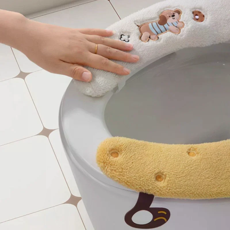 【NEW】Plush Warm Thick Padded Toilet Seat Cover Mat Non Slip Soft Toilet Seat Cushion Bathroom Accessories