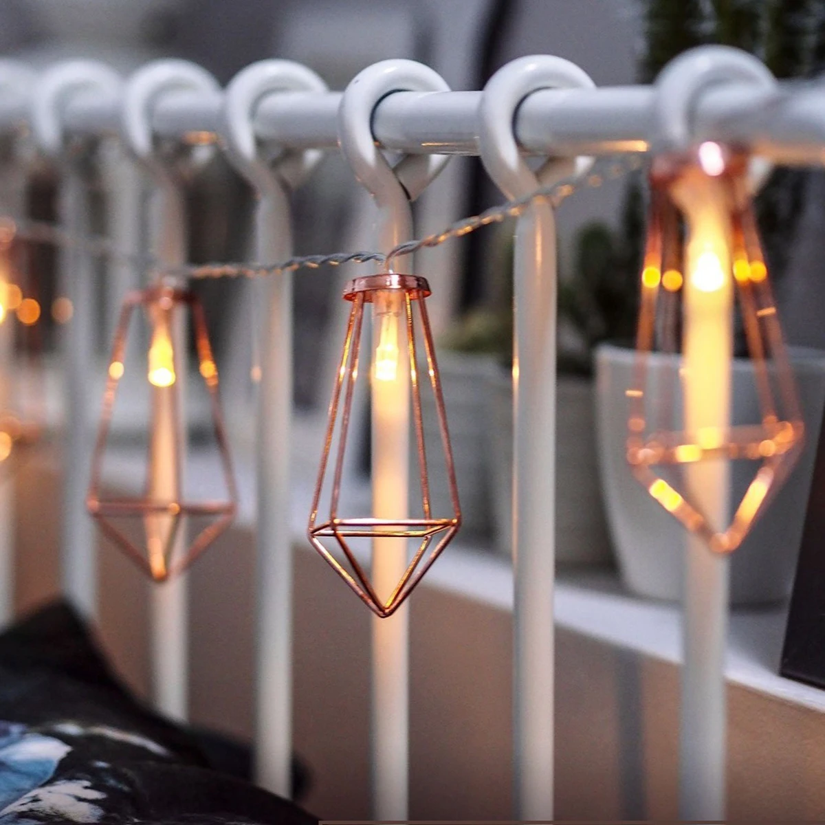 1.5M/3M Retro Iron Diamond Fairy String Lights Nordic Geometric Shape Christmas Wedding Party Home Decor Lantern String Lamp