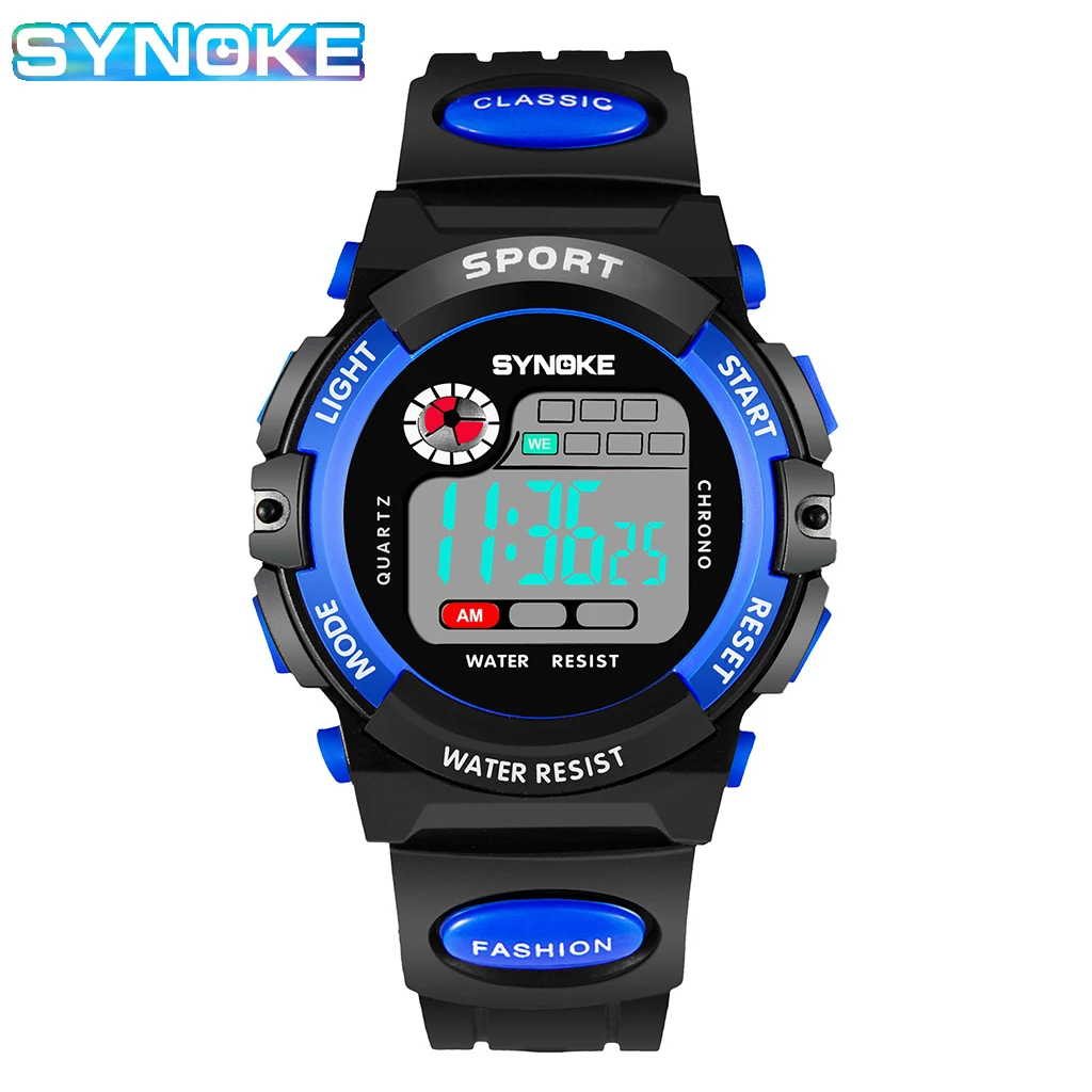 SYNOKE Student Sport Watch For Kids Colorful Electronic Watches Waterproof Clock Children Digital Watch For Boys Camouflage