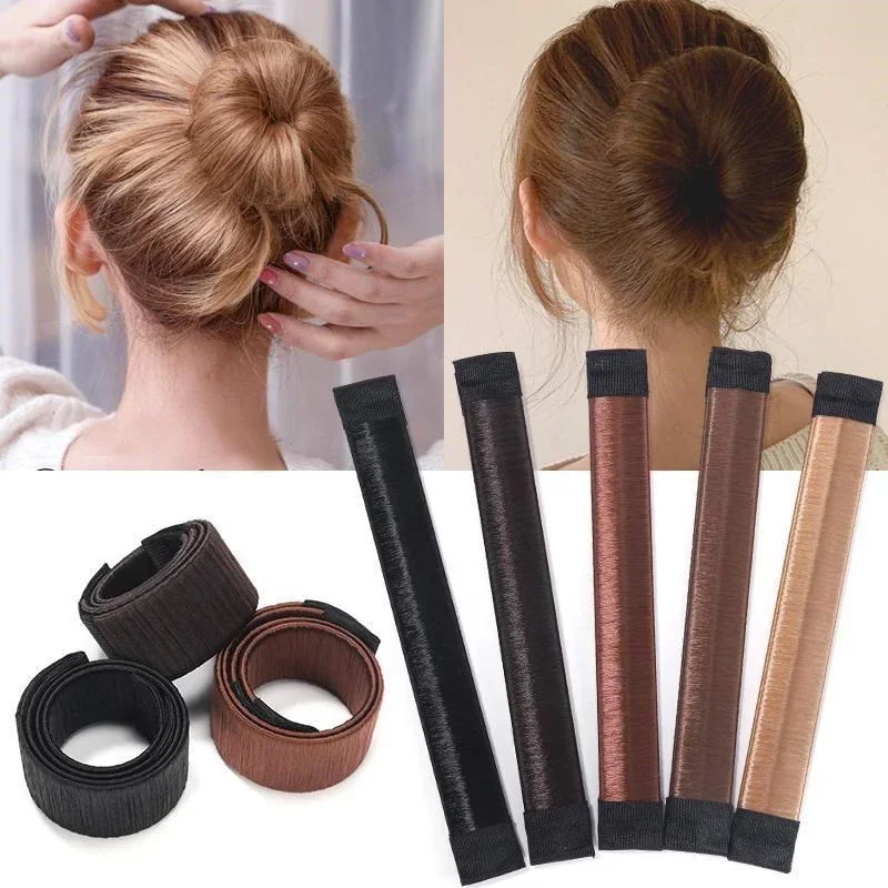 Dame Mädchen Haar Zubehör Süße Französisch Gericht Gemacht Haar Band Ball Twist Magie DIY Werkzeug Brötchen Maker Synthetische Donuts Knospe Kopf Band