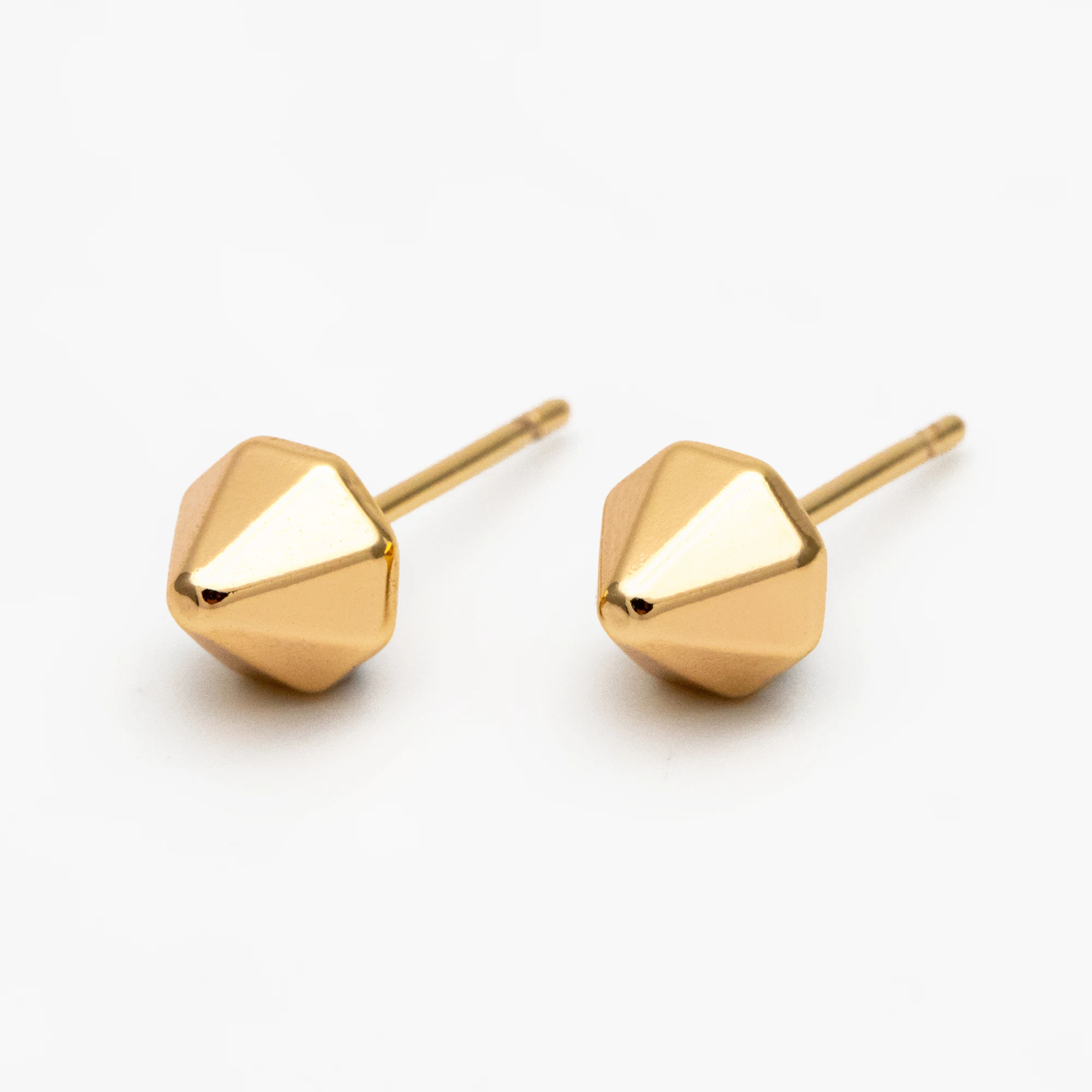 10pcs Gold Cone Minimalist Earrings 6mm, Real Gold Plated Brass Geometric Earring Studs (GB-4147)