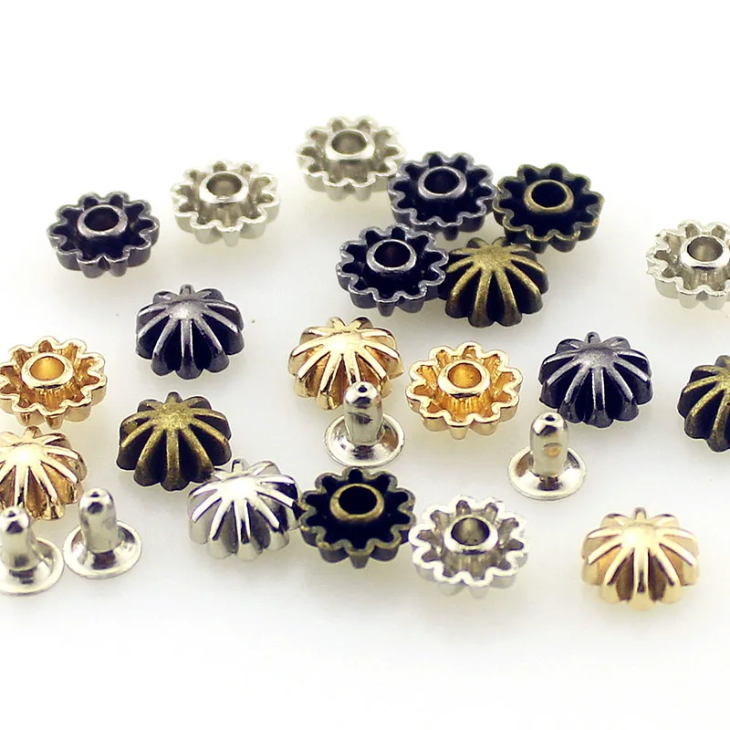 30pcs/bag of 9mm Pumpkin Daisy Rivets For Leather Punk Rock Spikes For Clothing Studs Handmade DIY Accessories