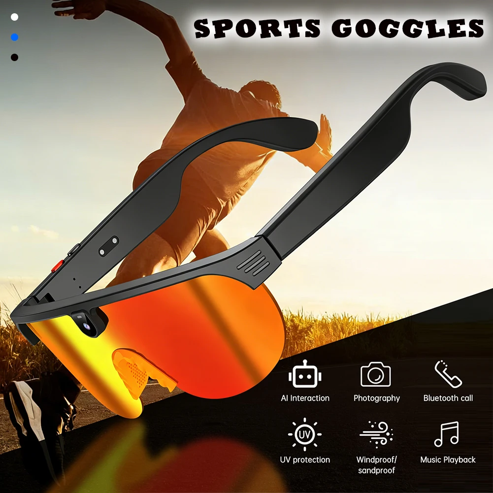 

Спортивные очки с искусственным интеллектом, женские уличные солнцезащитные очки с HD-видео, мужские велосипедные, мотоциклетные, записывающие устройство, прогулочная камера, перевод музыки, воспроизведение