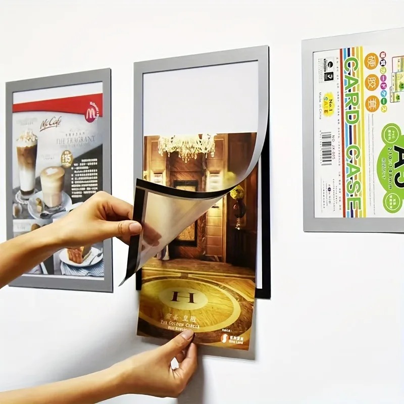 8pcs A4 Magnetic Photo Frame Set Modern Waterproof Poster Frames Diamond Painting Frame Easy To Change Advertisement Home Office