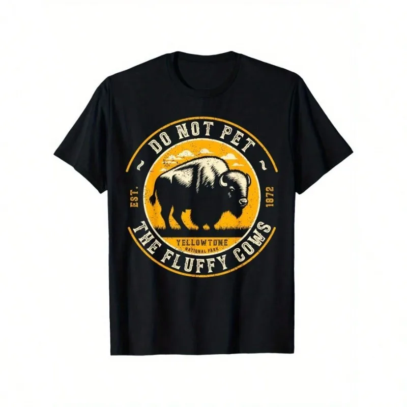 

Vintage Do Not Pet The Fluffy Cows Yellowstone National Park T-Shirt, Gift for Men Women Dad Mom Friends, Black