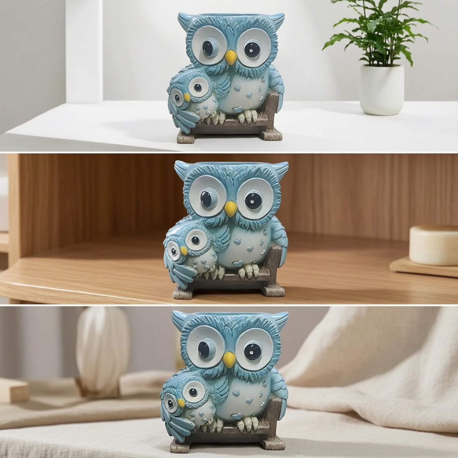 Owl Planter Hand-Painted Owl Plant Pot Flowerpot Tabletop Decorative for Desk, Windowsill