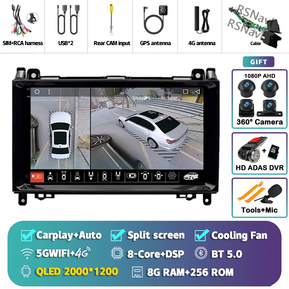 Android 15 Voor Benz Sprinter Volkswagen Crafter 2006-2016 2K QLED Android Autoradio Multimedia Video Player GPS stereo CarPlay - afbeelding 1