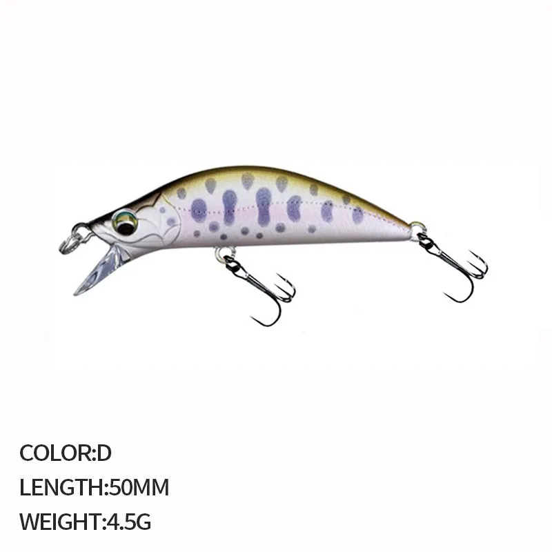 Small Fishing Lures Wobblers Pesca 50mm 4.5g Stream Sinking Minnow Hard Bait Perch Pike Salmon Trout Bass