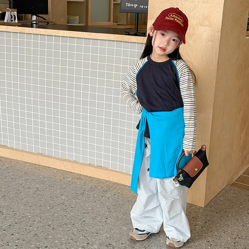 2026 Spring Summer New Sunscreen Girls Cool Comfortable Loose Korean Striped Sunscreen Shirt T-shirts