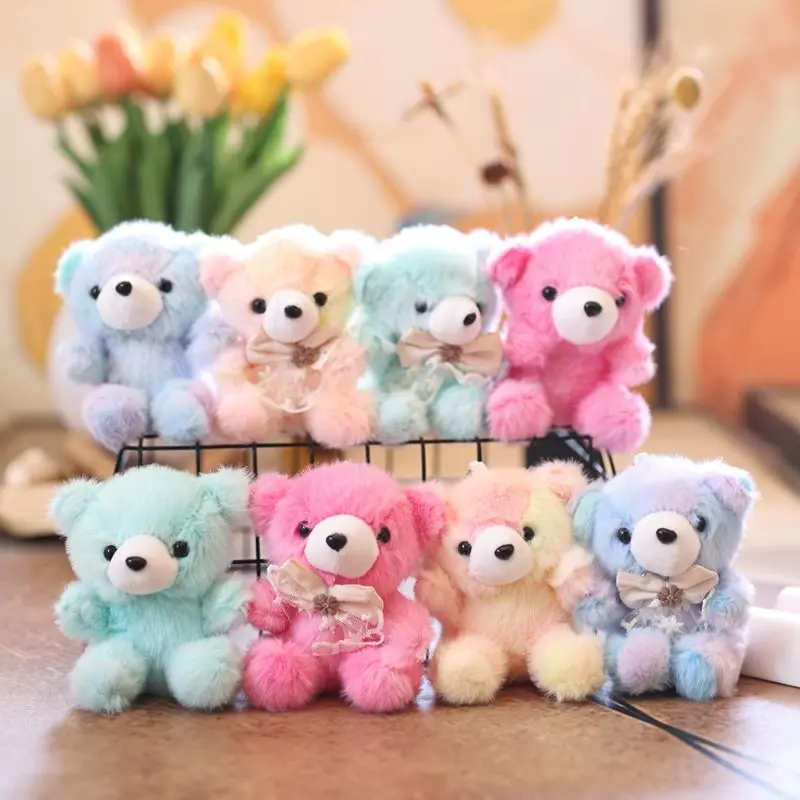 

1Pc 11CM Cute Colorful Little Bear Plush Toy Small Pendant Teddy Bear Keychain Wedding Celebration Decor Ideal Birthday Gift