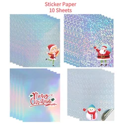 Holographic Printable Sticker Paper for Inkjet printer 10 Pcs A4 Vinyl Sticker Waterproof Rainbow Adhesive Paper Dries Quickly