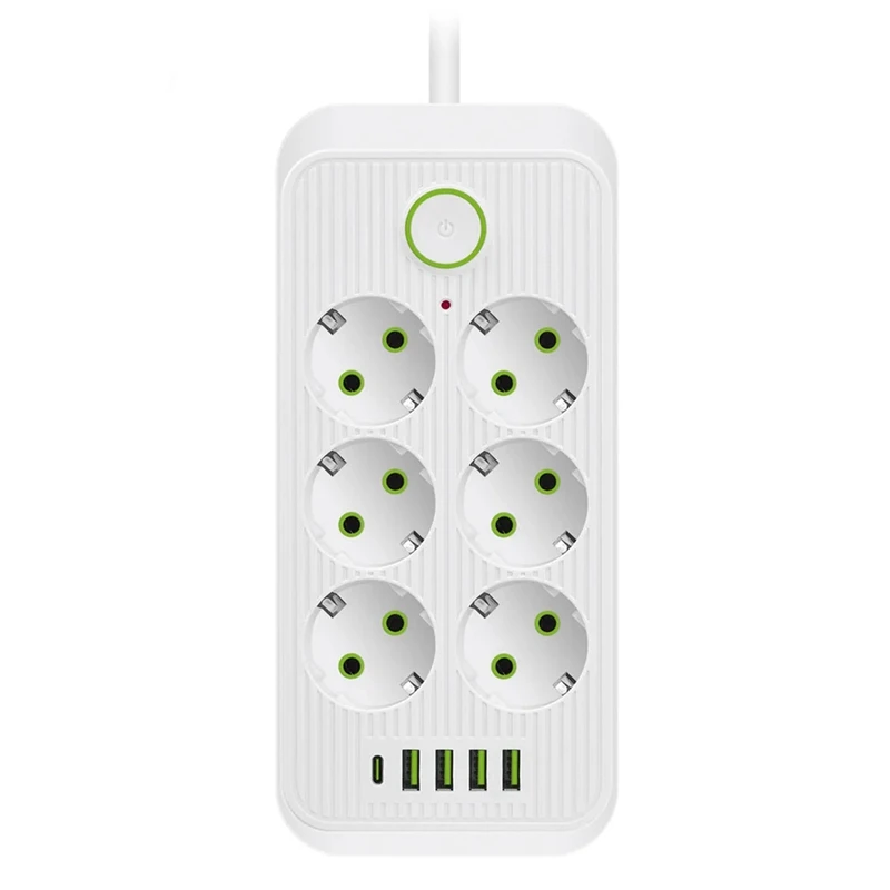 Multi Tap Socket 6AC AC100-250V Outlets Extension Cable 2500W Power Outlet Electrical Receptacle With EU Plug For Home, Durable