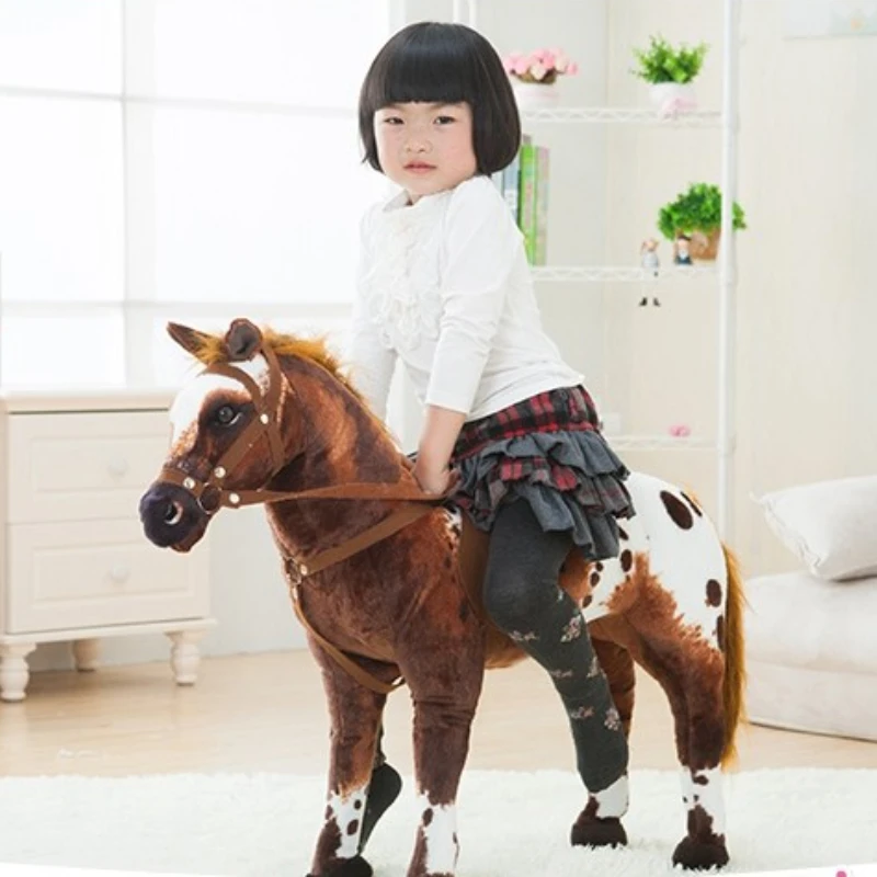 Huge Giant Simulation War Horse Ridable Toys Animal Plush Soft Kid New Gift 90Cm Cute Plush