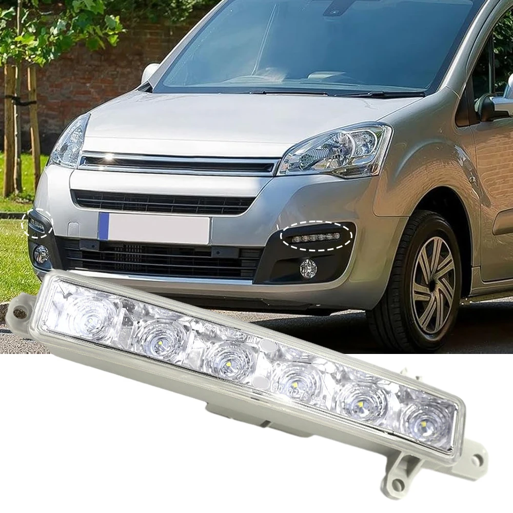 

1pc 6LED DRL Car Daytime Running Light for Peugeot Partner 2008-2020 Citroen 9802795580 9677409380 814300H010 045448