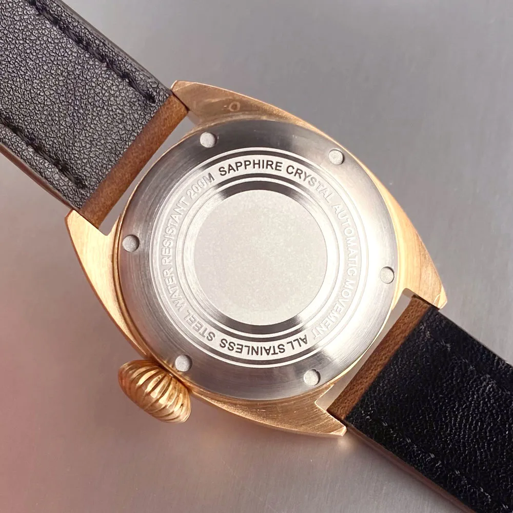 ที่กําหนดเอง Tandorio CUSN8 Bronze Retro Bubble Sapphire Glass สีเทา DIVER นาฬิกาข้อมือ 36 มม.20ATM อัตโนมัติ NH35A นาฬิกา