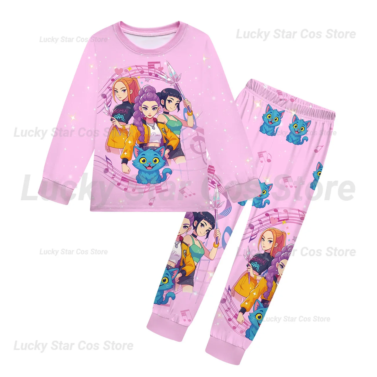 K Pop Huntrix Demon Hunters Kid Pajamas Set Girl Boy Long Sleeve T-shirt+Pants 2pcs Autumn Sleepwear Comfortable Fashion Clothes - Image 2