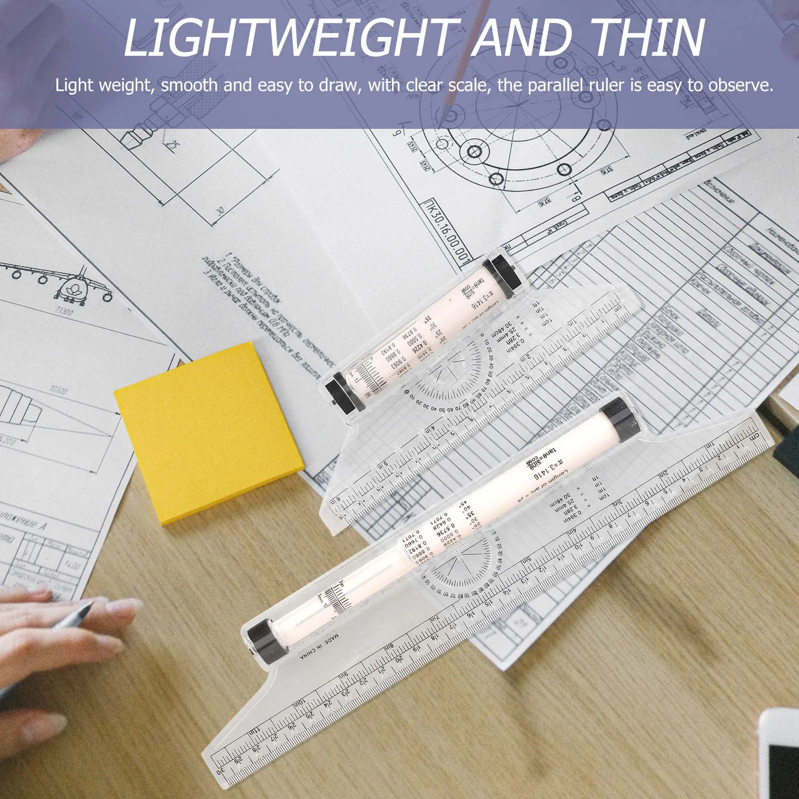 Parallel Drawing Ruler Set 2 Piece Multipurpose Plastic Measuring Tool for Engineers Designers Students