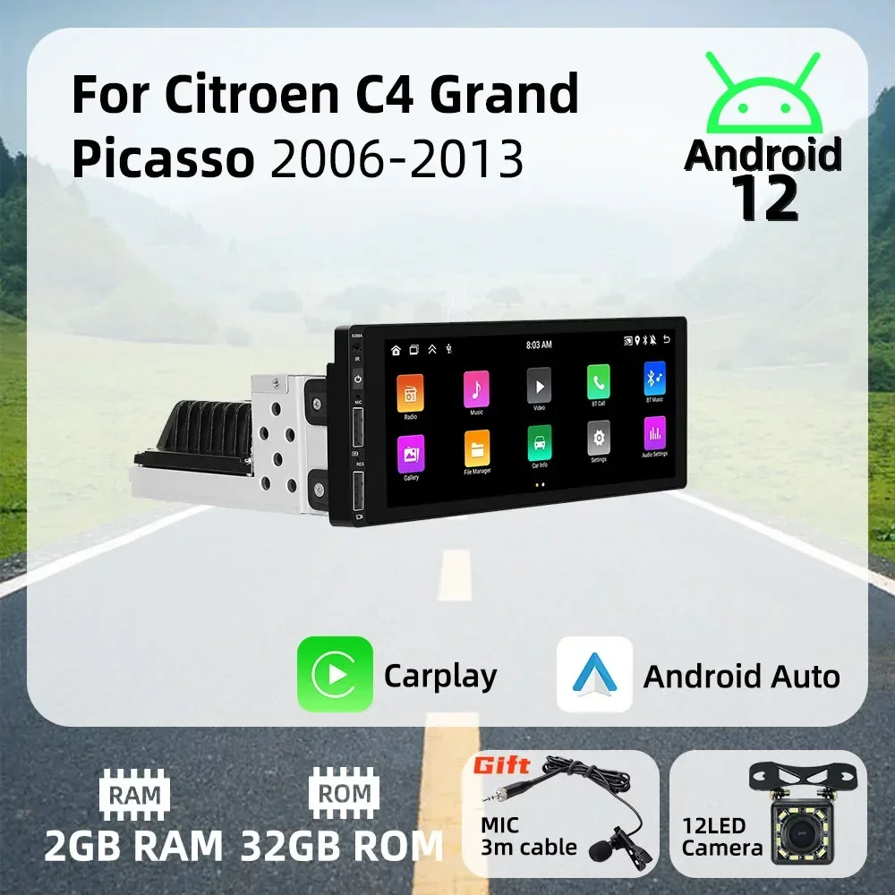 1 din android rádio carro multimídia para citroen c4 grand picasso 2006-2013 unidade principal estéreo carplay autoradio gps android auto