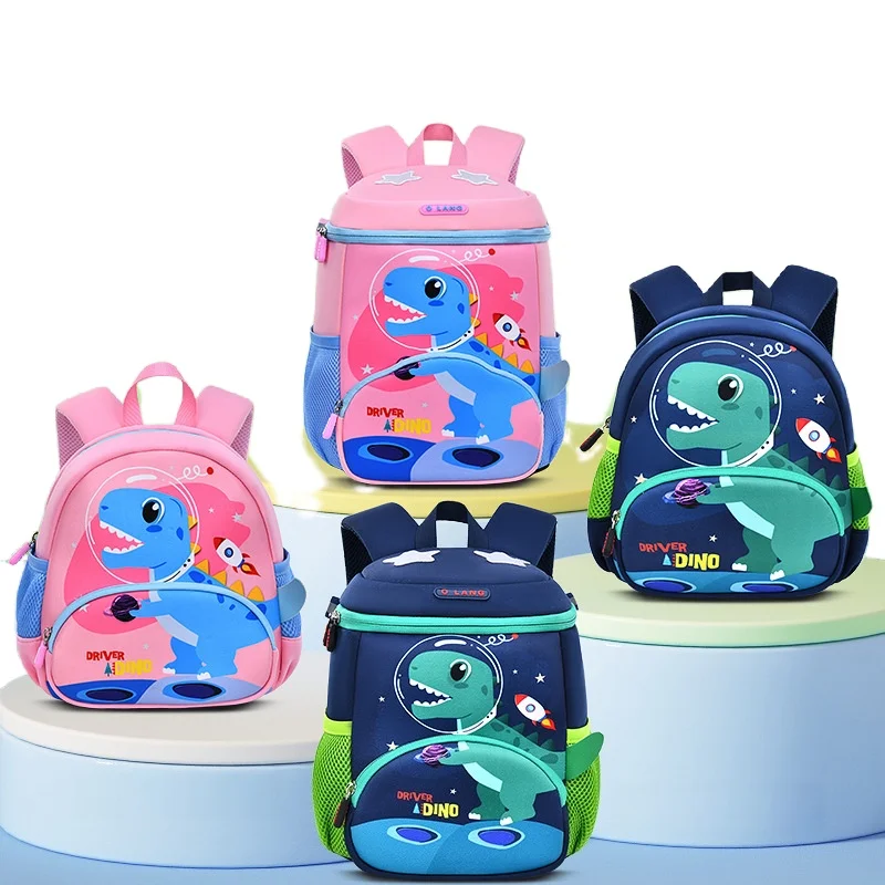 Kids Dinosaur Toddler Backpack Neoprene Preschool School Bag For Boys Girls Adjustable Shoulder Strap With Reflective Strip