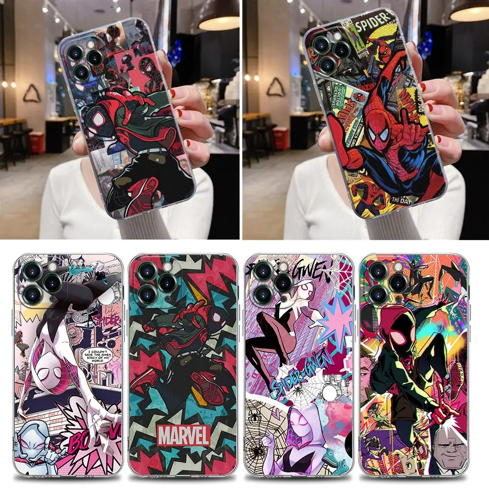 

Case For iPhone 16 15 14 13 12 11 Pro Max Mini Xs XR X 7 8 Plus Spiderman Spider-Gwen Marvel Cover For iphone 16 Pro Clear Funda