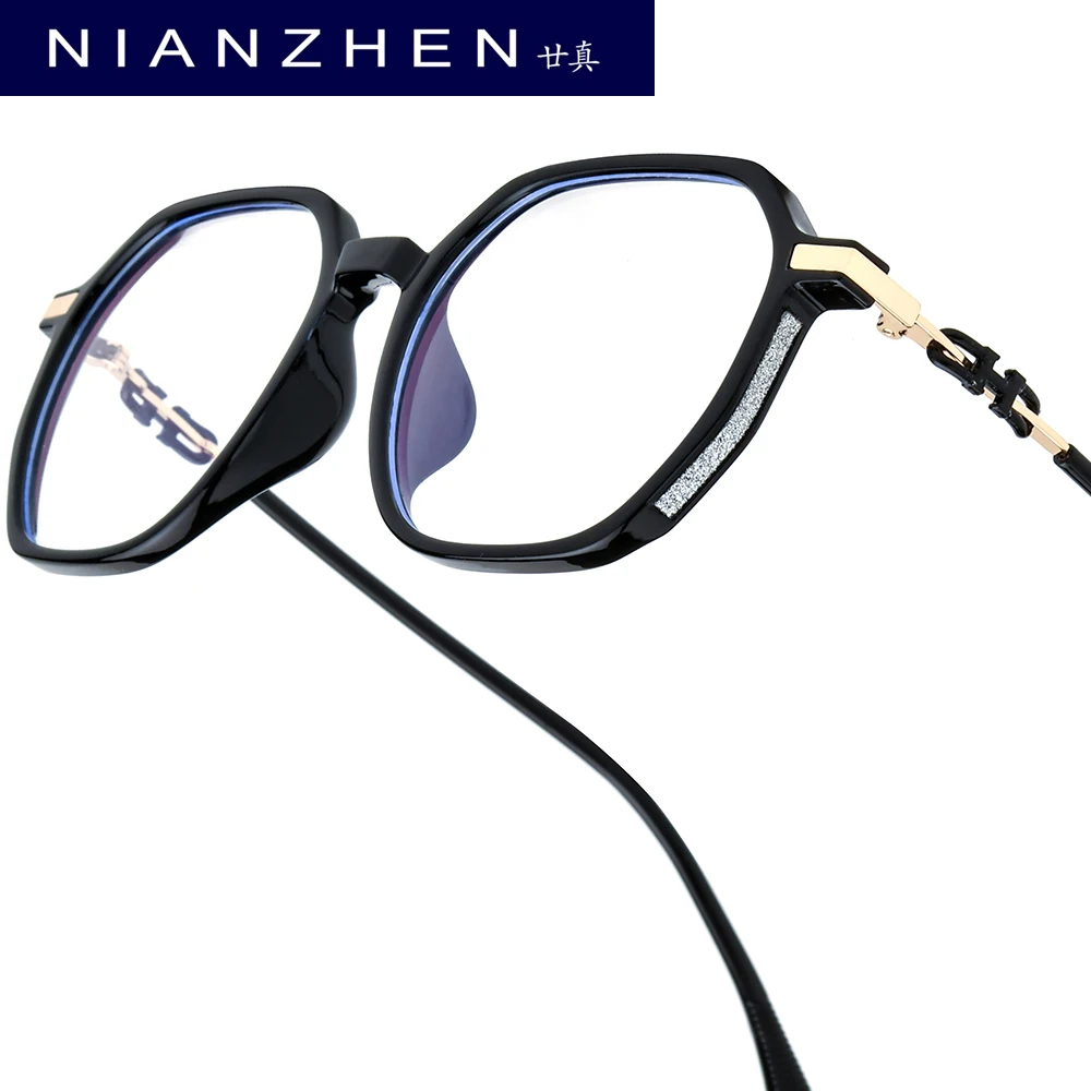NIANZHEN TR90 Eyeglasses Frame Women Brand Design Polygon Glasses Men Retro Vintage Ultralight-Weight Eyewear Spectacles 3099
