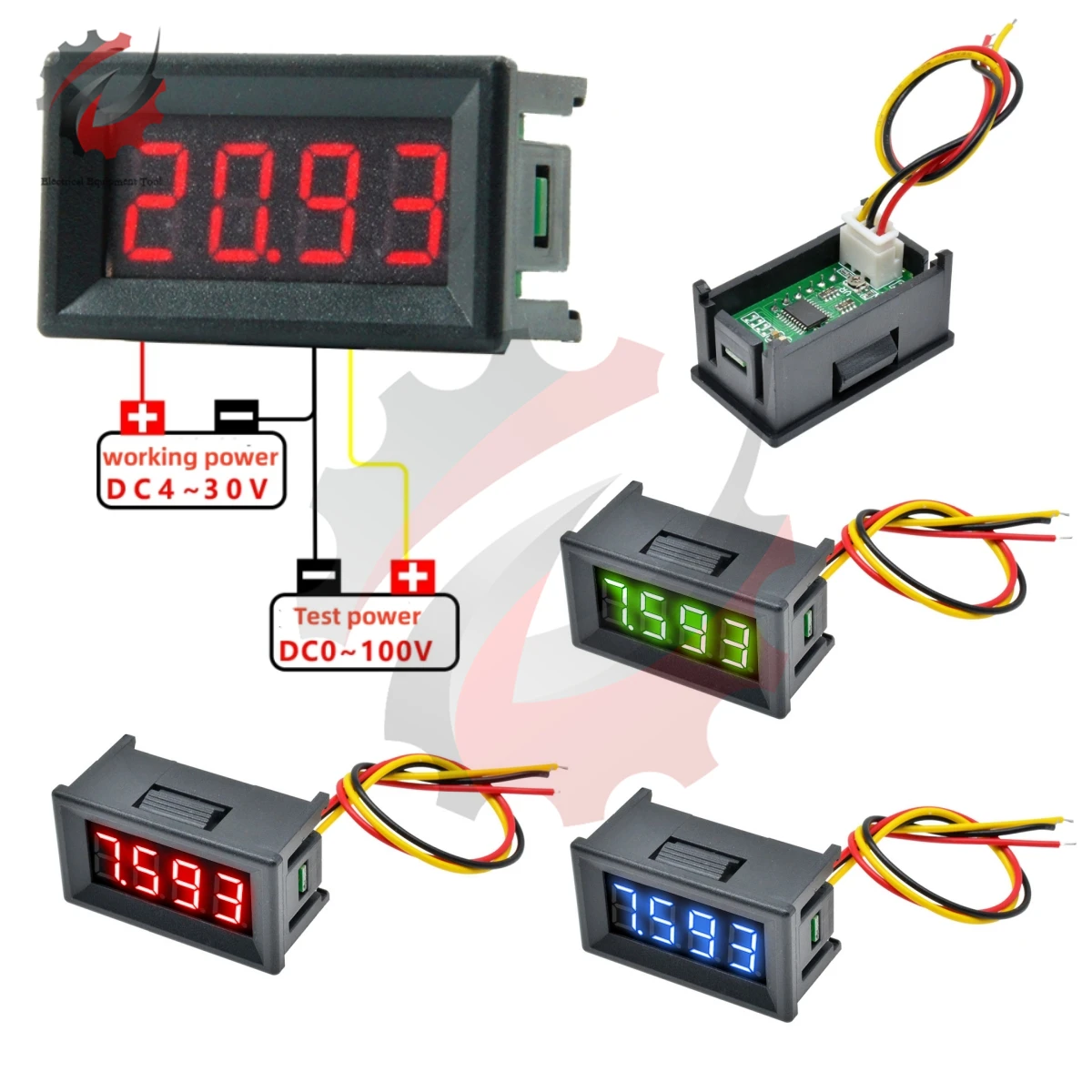 0.36 Inch 3Wires 4Bits Mini Digital Voltmeter DC 0-100VPrecision Voltage Meter Panel Tester For Electromobile Motorcycle Car 12V