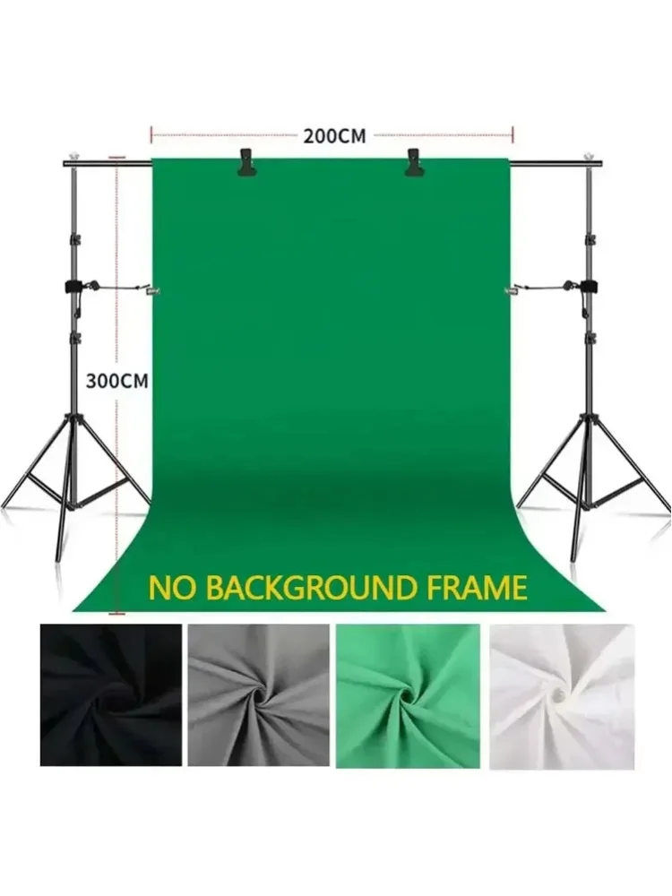 SH Fotostudio-Kits Schwarz/Weiß/Grün/Grau Hintergrund für Fotografie, 2x3/3x3m/3x4m/3x6m Fotohintergrund-Vorhang