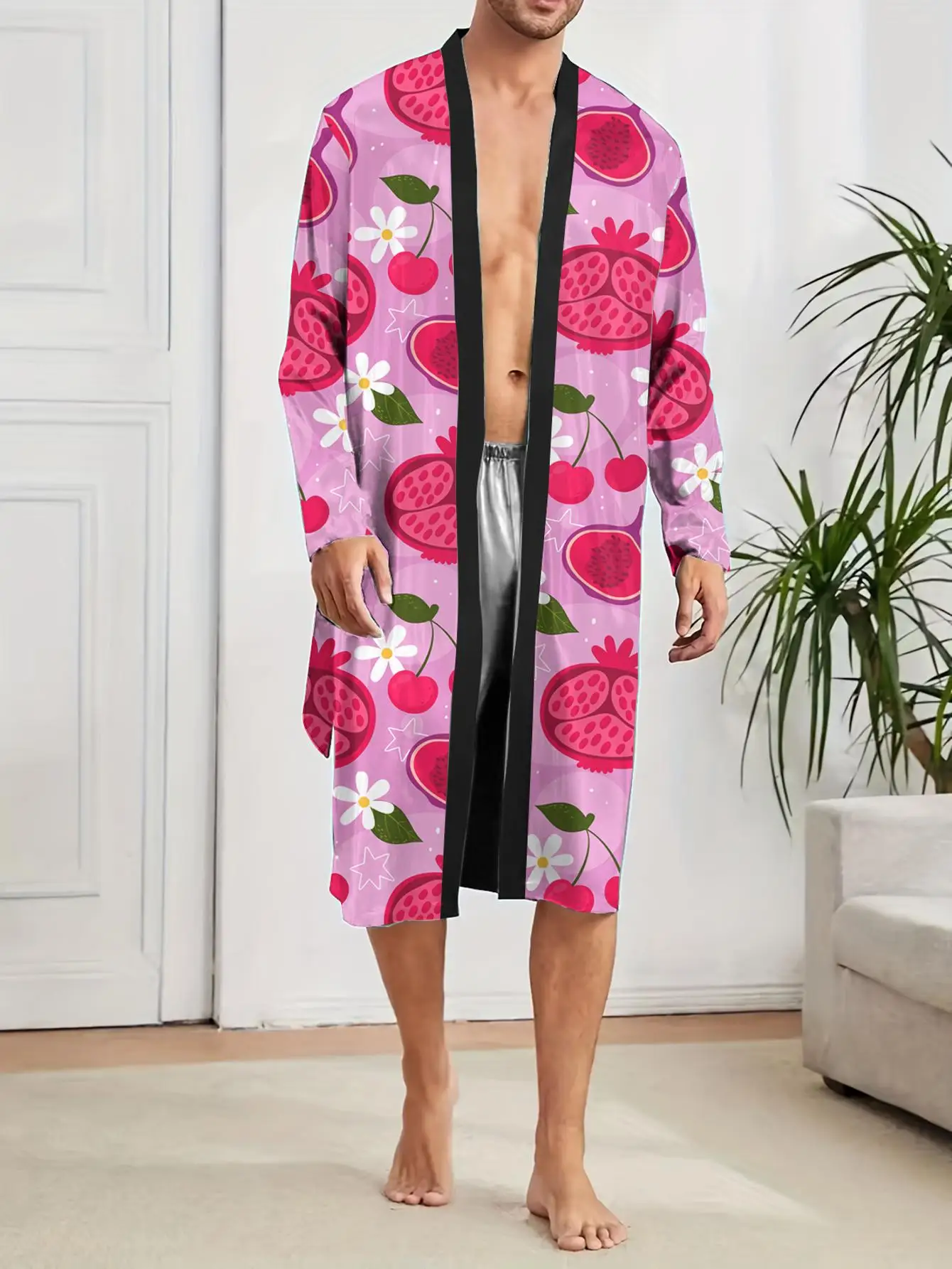 1pcs Men's Robes 2026 Spring/Summer 3D Printed Robe man Breathable Sleepwear Graphic Bathrobe men Bathrobe man robe