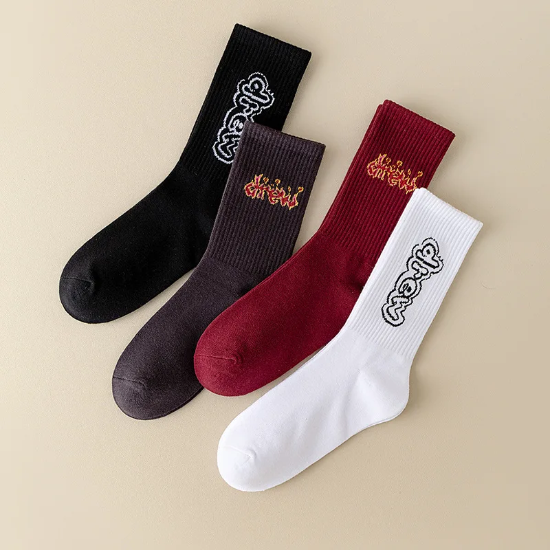 

Drew House European and American men's and women's mid-calf flame-lettered new-style sporty trendy socks
