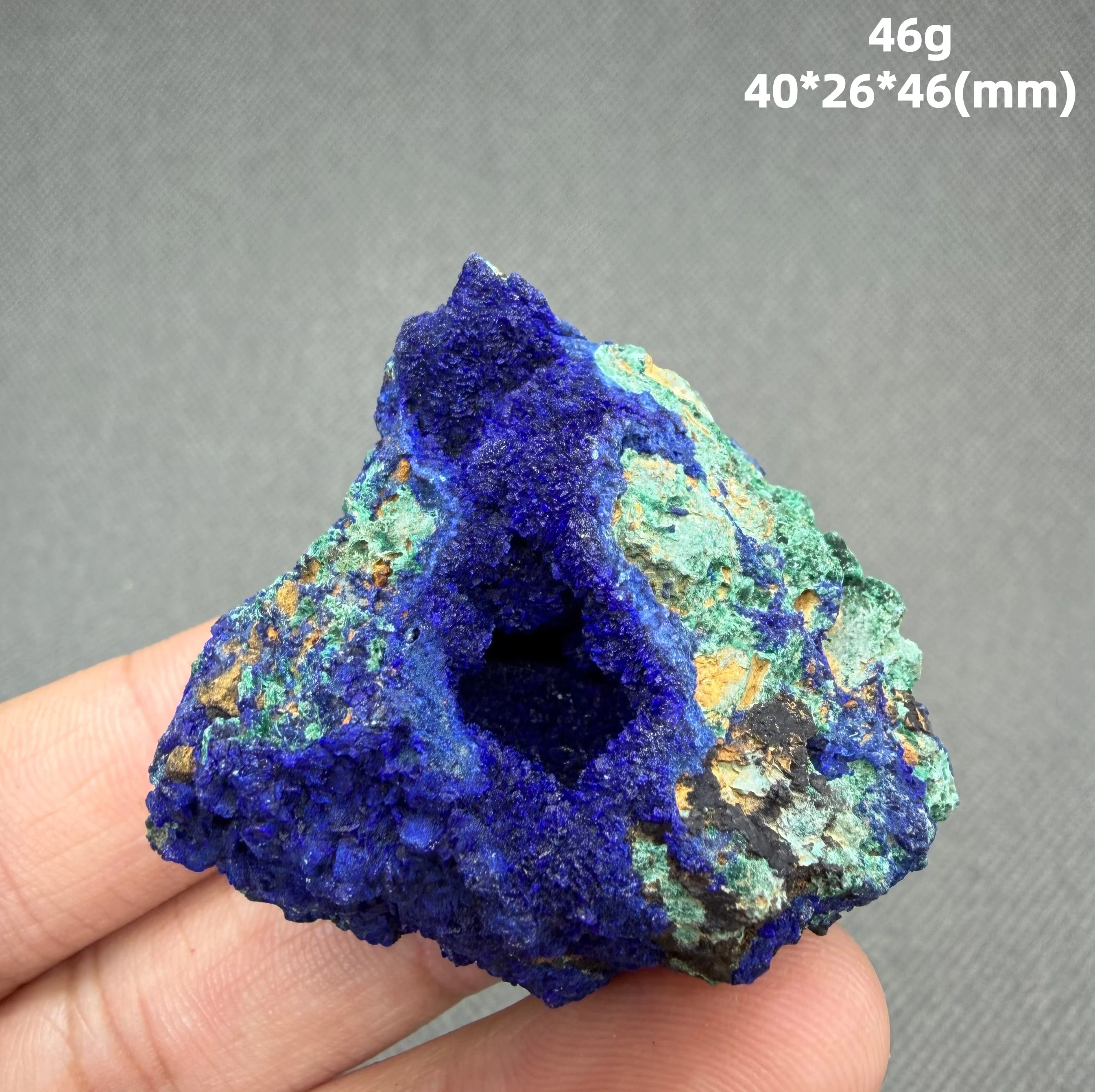 Azurite with Malachite – Intergrown Copper Minerals – Deep Blue + Velvet Green – Natural Specimen – 100% Natural